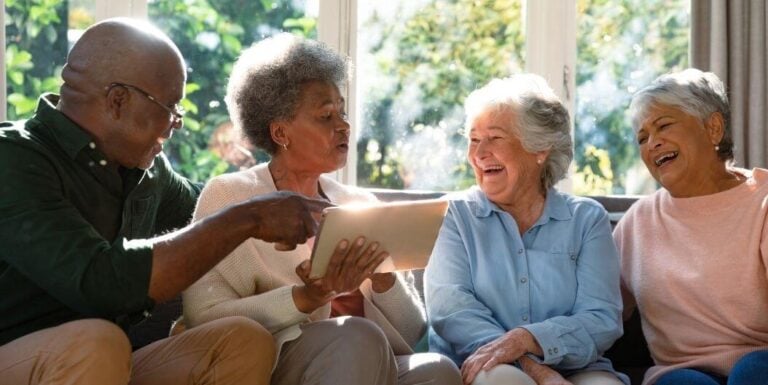 Group of Seniors Socializing in a Independent Living Facility
