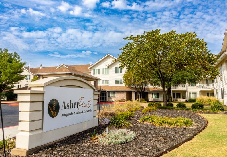Beautiful Landscaped Entrance Sign at Independent Living Facility Beautiful Landscaped Entrance Sign at Independent Living Facility